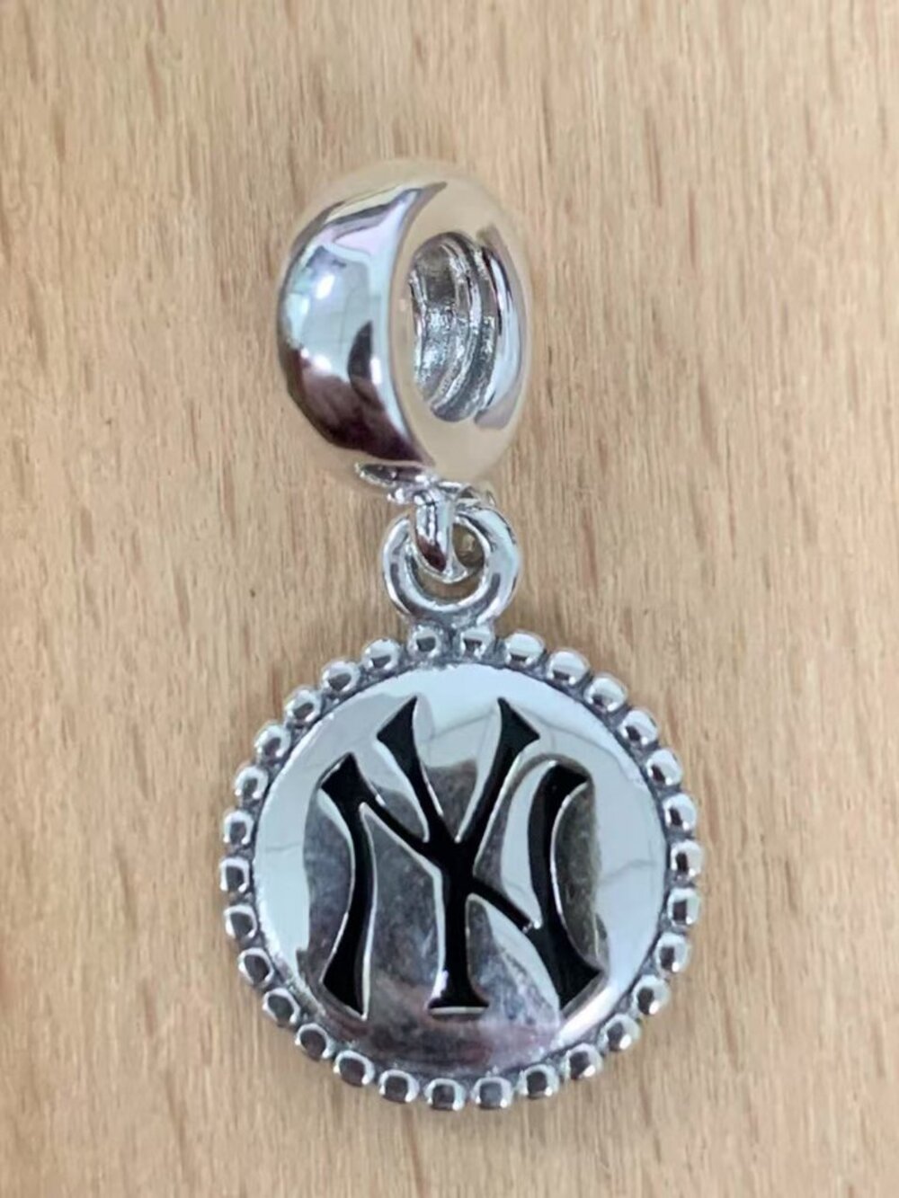 Pandora Women's New York Yankees Dangle Charm, S925 Silver Jewelry Bracelets